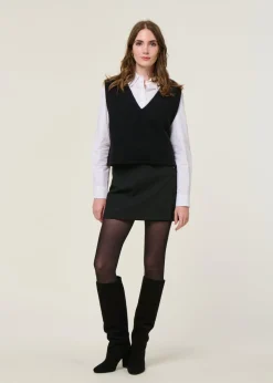 Pull sans manches en laine et coton bio | anthracite 