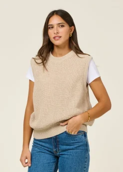 Pull sans manches en laine recyclée | écru "nimyo - fog"