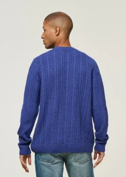 Pull torsadé en laine recyclée | bleu "joannis - abyss"