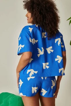Pyjama gaufré en coton bio | bleu "colomba"