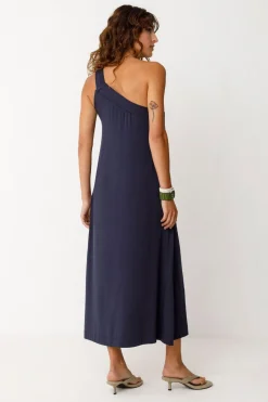 Robe asymétrique en tencel | marine "naiade - navy"