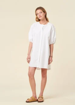 Robe chemise en coton bio | blanc "malala"