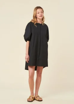 Robe chemise en coton bio | noir 