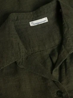 Robe chemise en lin biologique | vert "classic linen dress burned olive"
