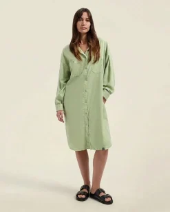 Robe chemise en tencel | vert 