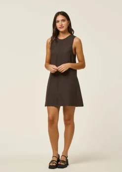 Robe courte en lin | marron