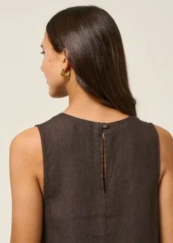 Robe courte en lin | marron