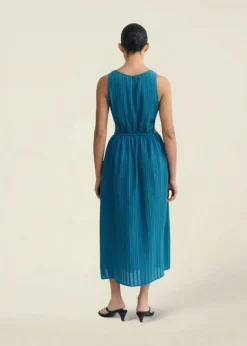 Robe en coton bio | bleu vert rayé "windsor stripes kin dress"