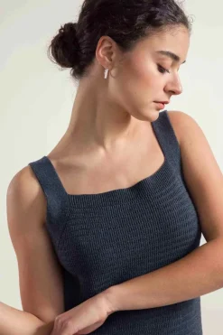 Robe en maille de coton bio et recyclé | gris 