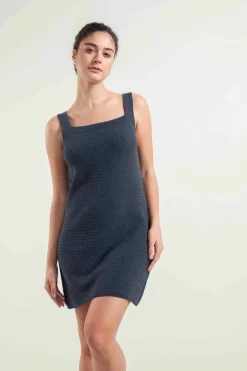 Robe en maille de coton bio et recyclé | gris 