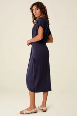 Robe en modal | marine "vestido amade - navy"