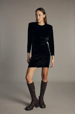 Robe en velours upcyclé | noir "alma"