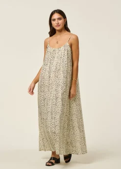 Robe longue ample en coton bio | écru