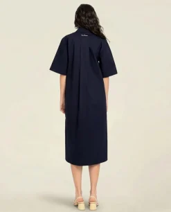 Robe longue en coton bio | marine "medes - navy"