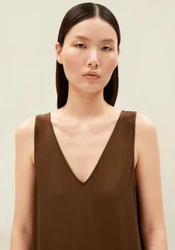 Robe longue en tencel | marron "sleeveless jersey midi dress - dried palm"