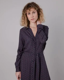Robe longue à motifs en ecovero | multicolore 