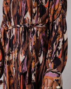Robe manches longues à motif en ecovero | mulicolore 