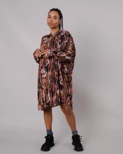 Robe manches longues à motif en ecovero | mulicolore 