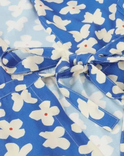 Robe midi à motifs en ecovero | bleu 