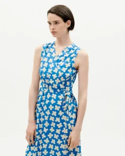 Robe midi à motifs en ecovero | bleu 