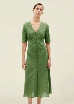 Robe à motifs en coton bio | vert "cactus shiffli camelia dress"