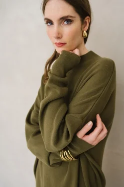 Robe pull en coton bio | olive 