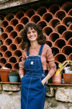 Robe salopette en jean en coton bio et recyclé | bleu 