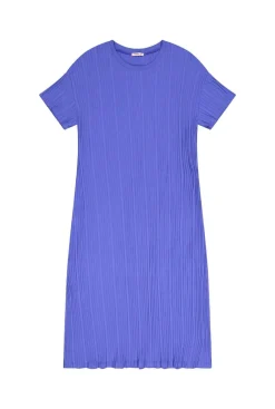 Robe t-shirt plissée coton bio | bleu