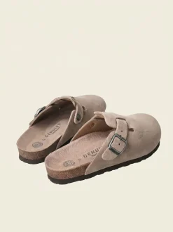 Sabots en cuir certifié | marron "riva velour taupe"
