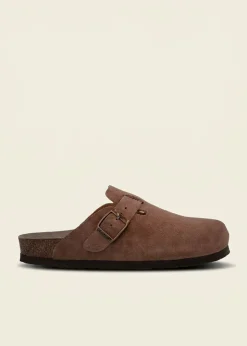 Sabots en cuir certifié | marron "riva velour terra"