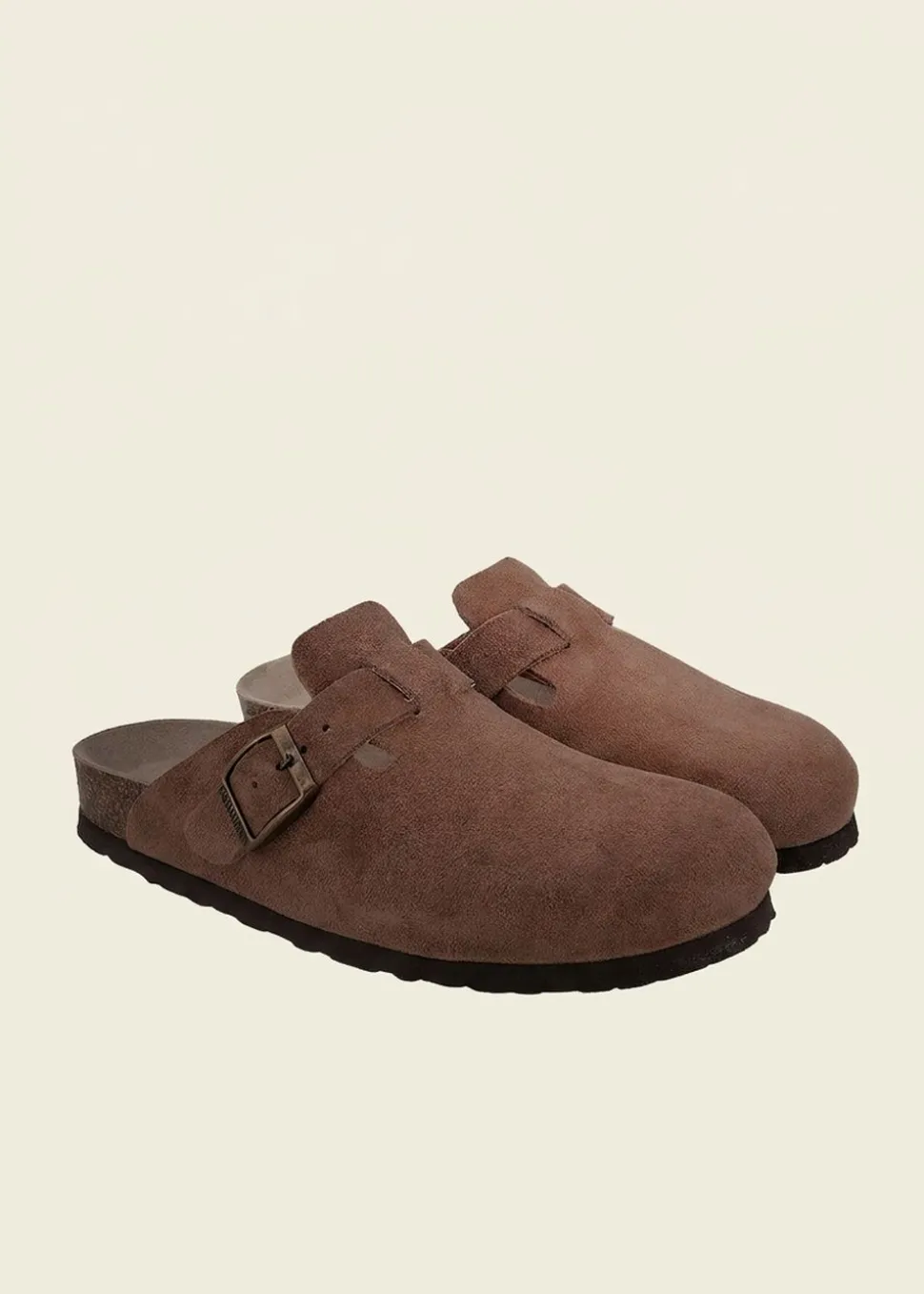 Sabots en cuir certifié | marron "riva velour terra"
