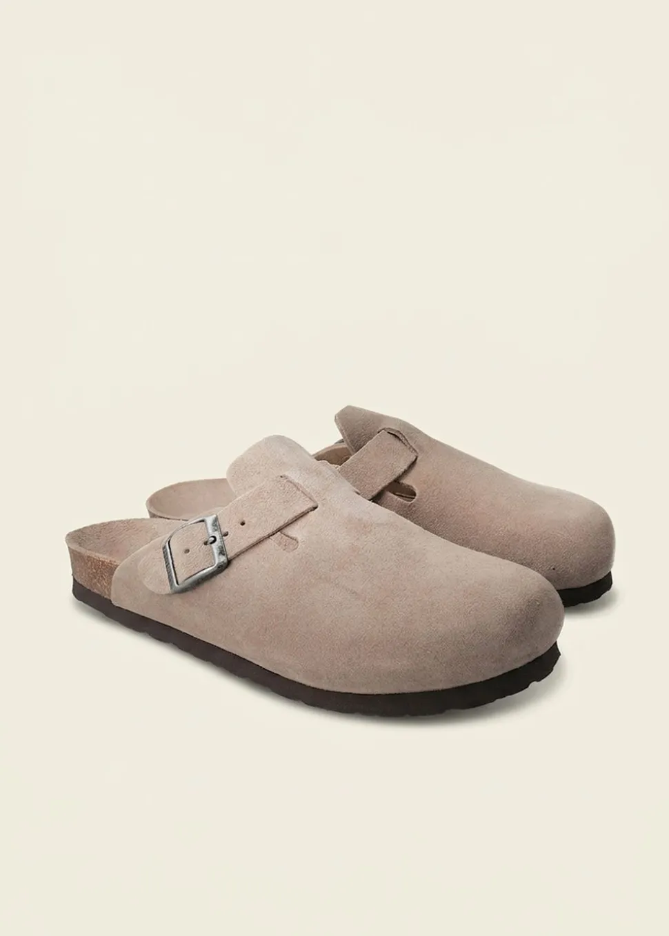 Sabots en cuir certifié | marron "riva velour taupe"