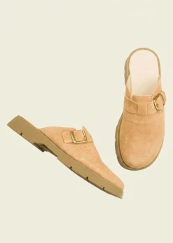 Sabots made in france en cuir suède certifié | camel "pacha vp oak camel"