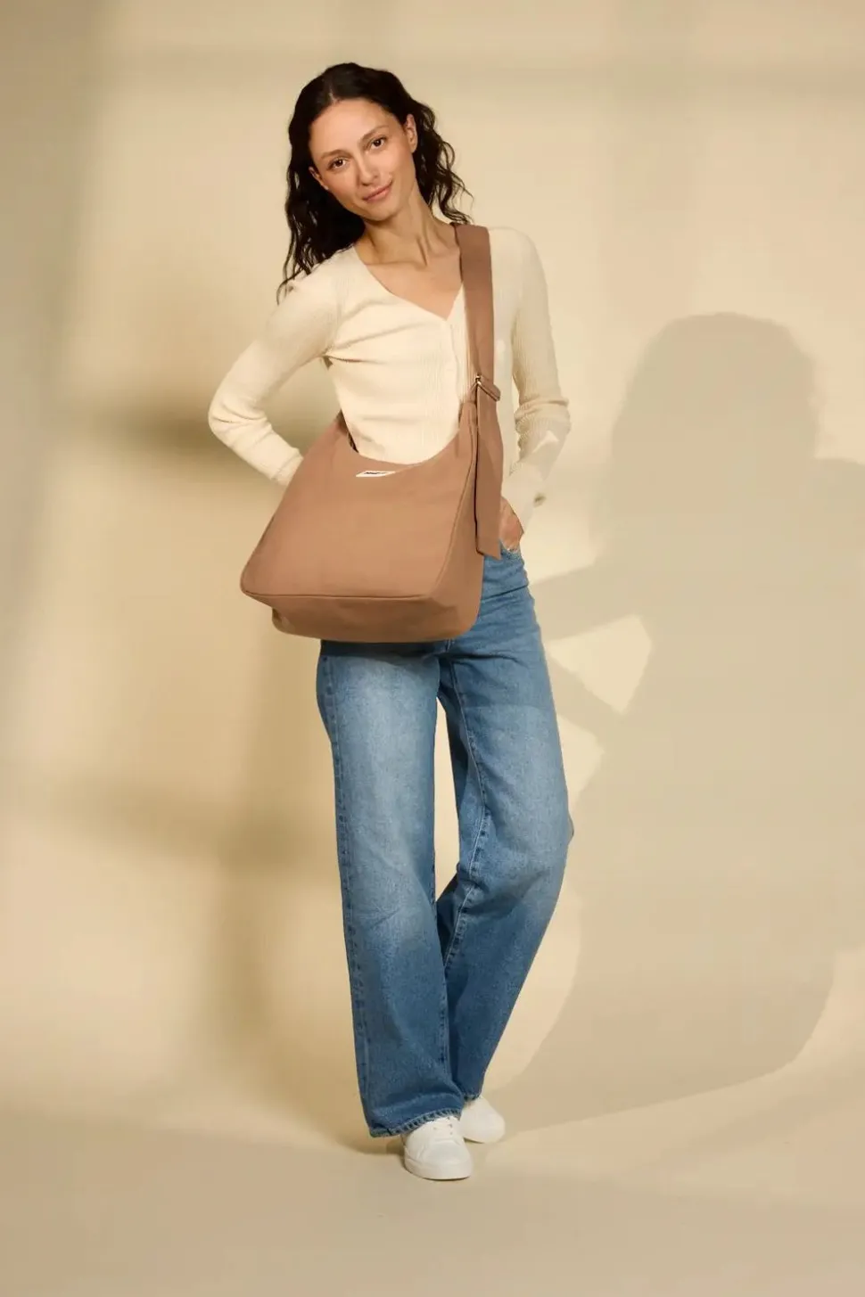 Sac bandoulière en coton biologique | cannelle "hobo claire - cannelle" - cannelle
