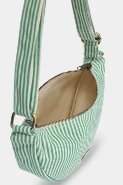 Sac bandoulière en coton bio | rayé vert "andrea rayure vert"