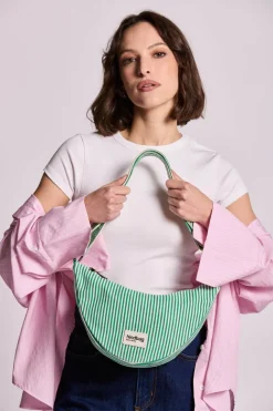 Sac bandoulière en coton bio | rayé vert 