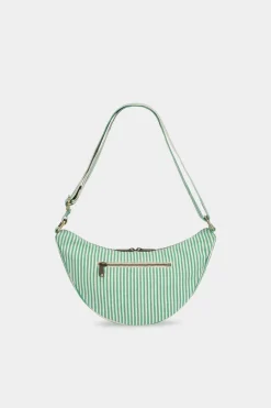 Sac bandoulière en coton bio | rayé vert 