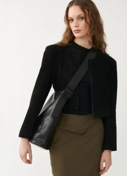 Sac bandoulière en cuir certifié | noir "stockholm"