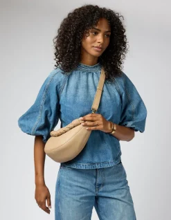 Sac à bandoulière en cuir certifié | dark-sand
