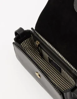 Sac à bandoulière en cuir certifié | black "kendalini - black classic leather"