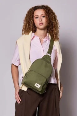 Sac bandoulière sling bag en coton bio | olive 