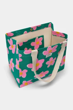 Sac cabas en coton bio | multicolor "claude big flower - vert, rose"