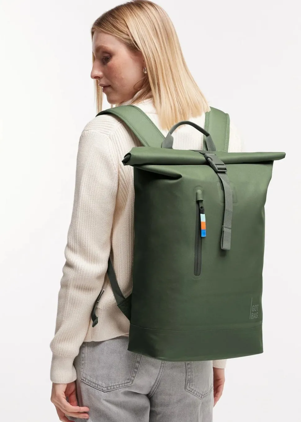 Sac à dos imperméable 26l en matière recyclée | vert "rolltop lite 2.0 algae"