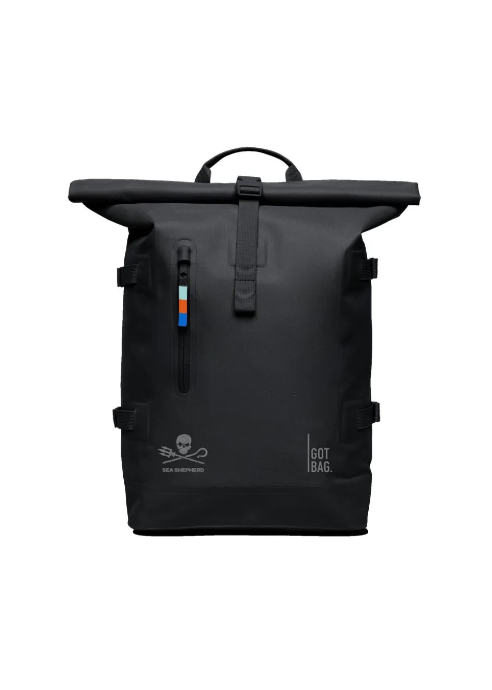 Sac à dos 31l en matière recyclée | black "rolltop 2.0 sea shepherd"