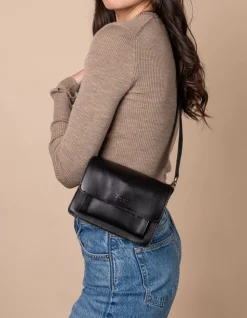 Sac à main bandoulière en cuir certifié | noir