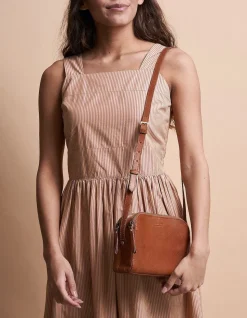 Sac à main bandoulière en cuir certifié | marron "emily leather strap cognac stromboli"
