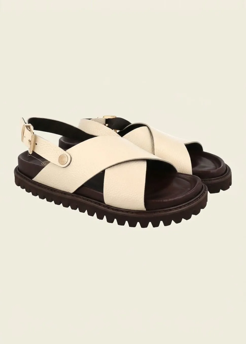 Sandales en cuir certifié | blanc "melen embossed leather chalk" new