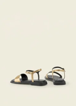 Sandales en cuir certifié | doré 
