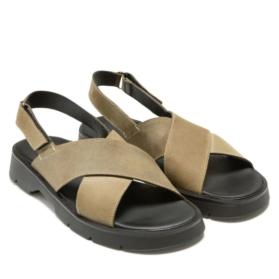 Sandales en cuir certifié | ilot ec - kaki