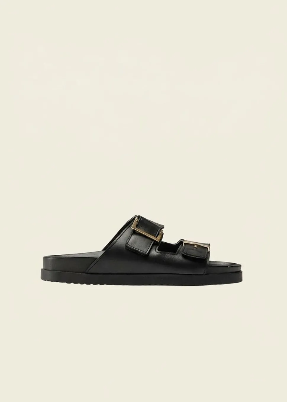 Sandales en cuir certifié | noir "ampio - cuir noir"
